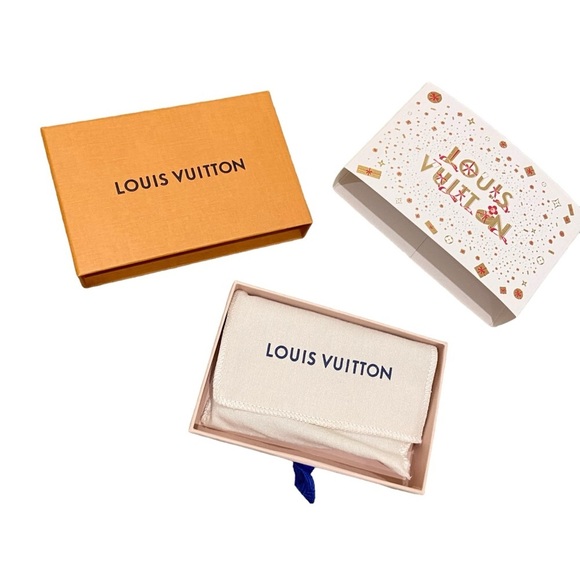 NWT Louis Vuitton leather zippered coin purse gold-tone clasp box & bag marked - Picture 4 of 10